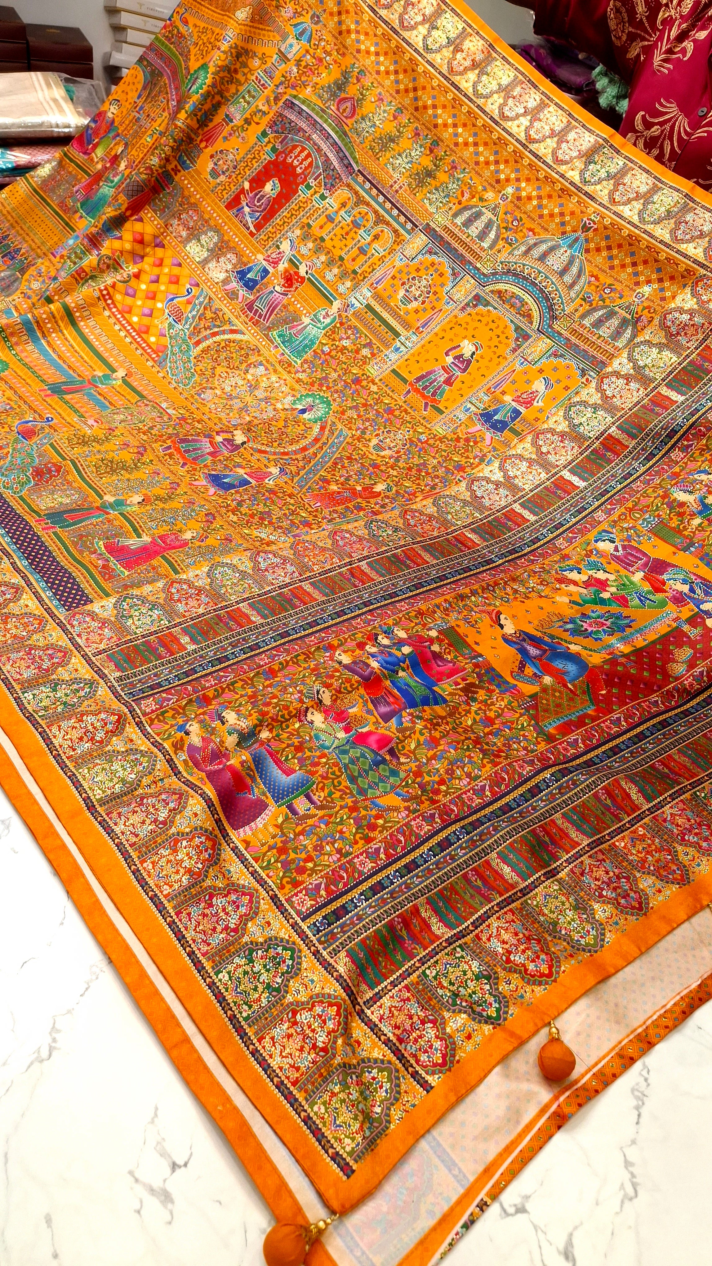 SEMI SILK PASHMINA IN MUSTARD COLOUR