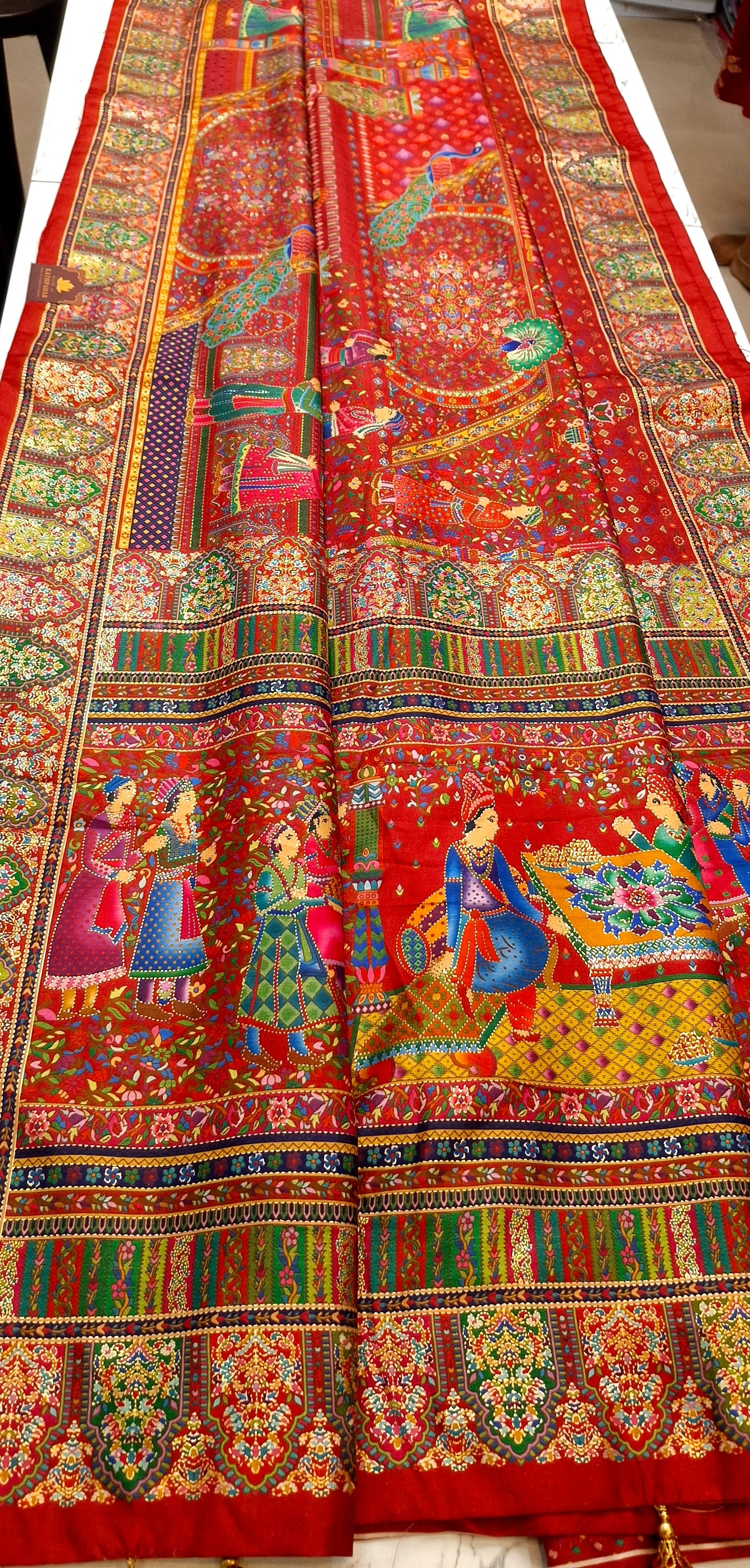 SEMI SILK PASHMINA IN DARK RED COLOUR